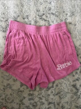 Barbie Hot Pink Terry Lounge Shorts with Logo